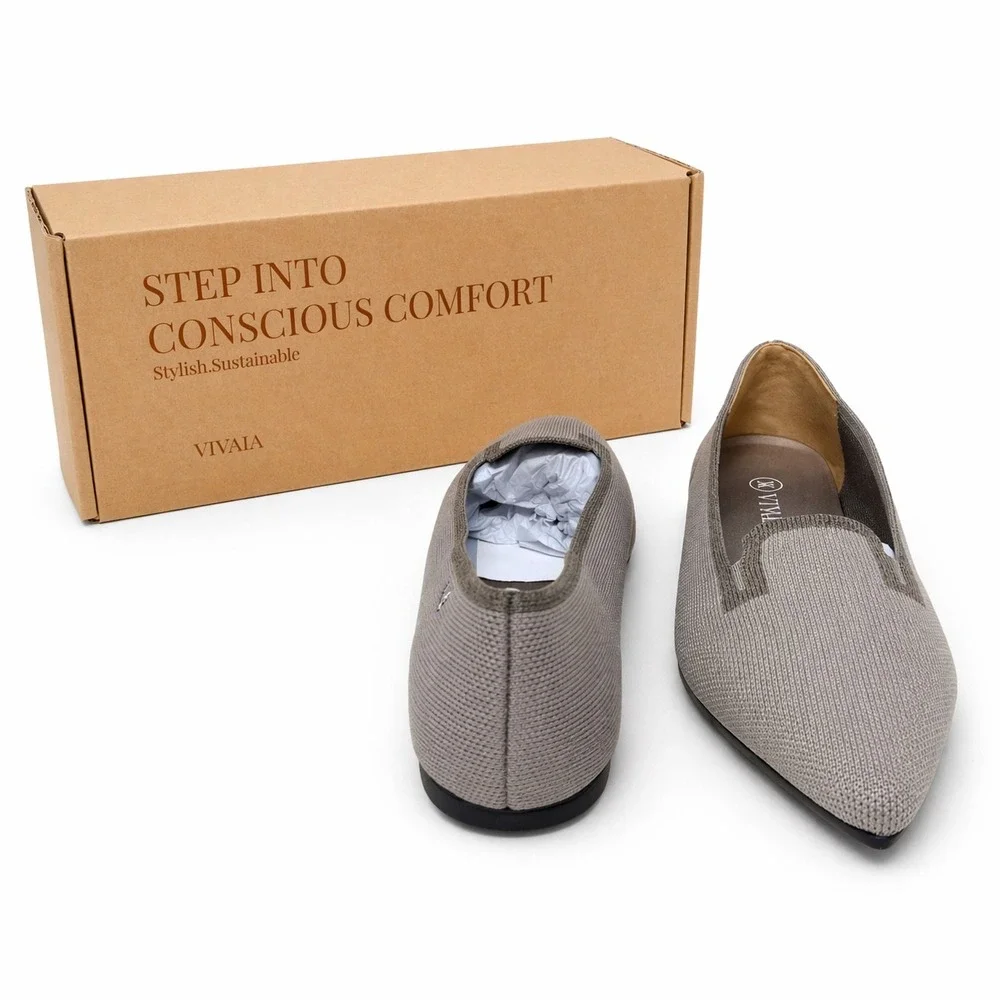 VIVAIA Manon Pointed-Toe Knit Flats Cloud Grey | EU 42 / US 10.5